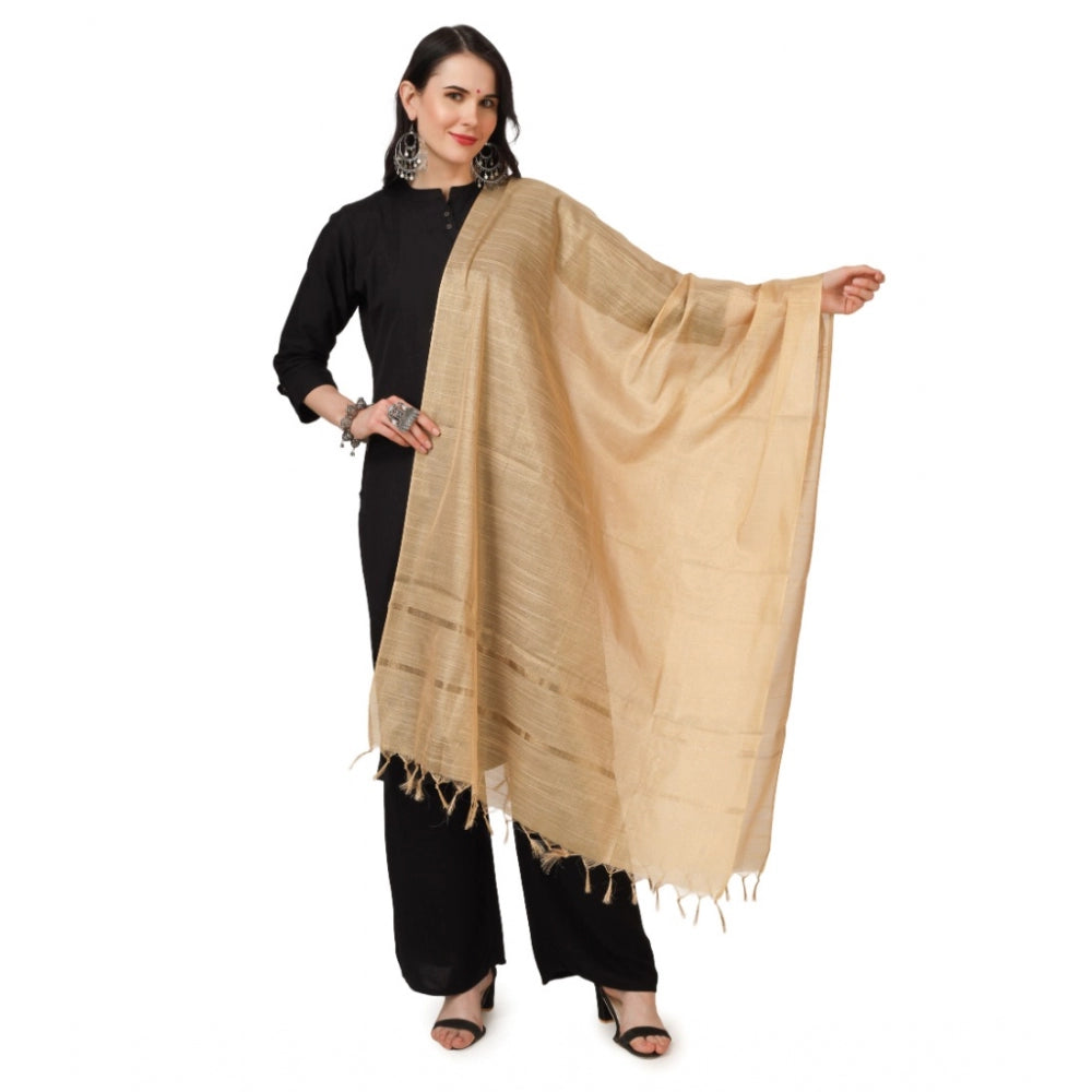 Amfyn Women's Chanderi Solid Dupatta (Gold, Length: 2.25 to 2.50 Mtr)