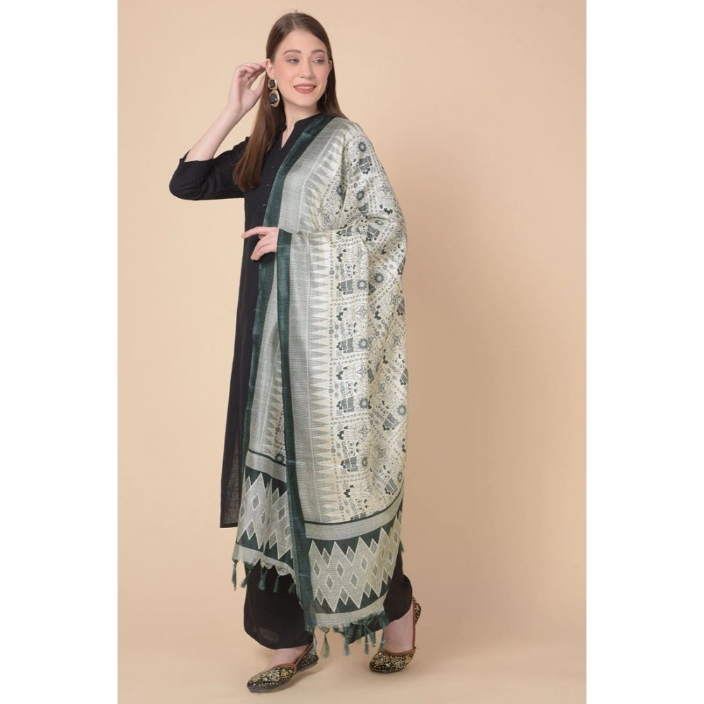 Amfyn Women's Art Silk Printed Dupatta (Grey, Length: 2.25 to 2.50 Mtr)