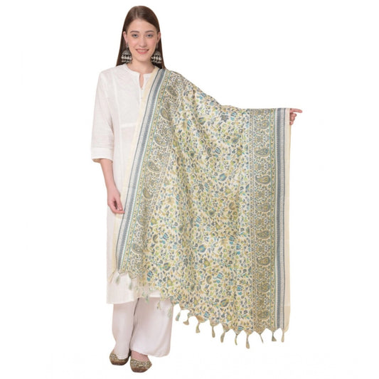 Amfyn Women's Art Silk Printed Dupatta (Off White, Length: 2.25 to 2.50 Mtr)