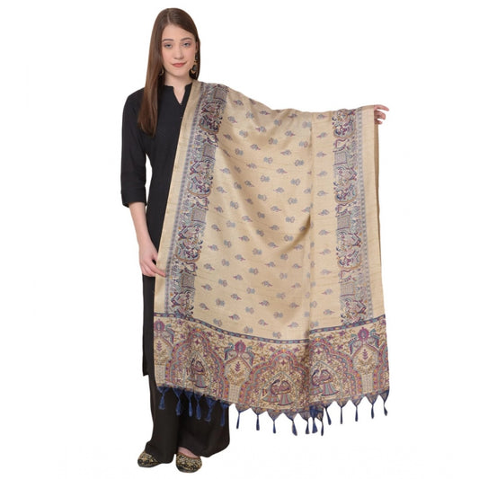 Amfyn Women's Art Silk Printed Dupatta (Gold, Length: 2.25 to 2.50 Mtr)