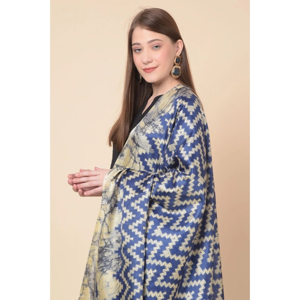 Amfyn Women's Art Silk Printed Dupatta (Blue, Length: 2.25 to 2.50 Mtr)