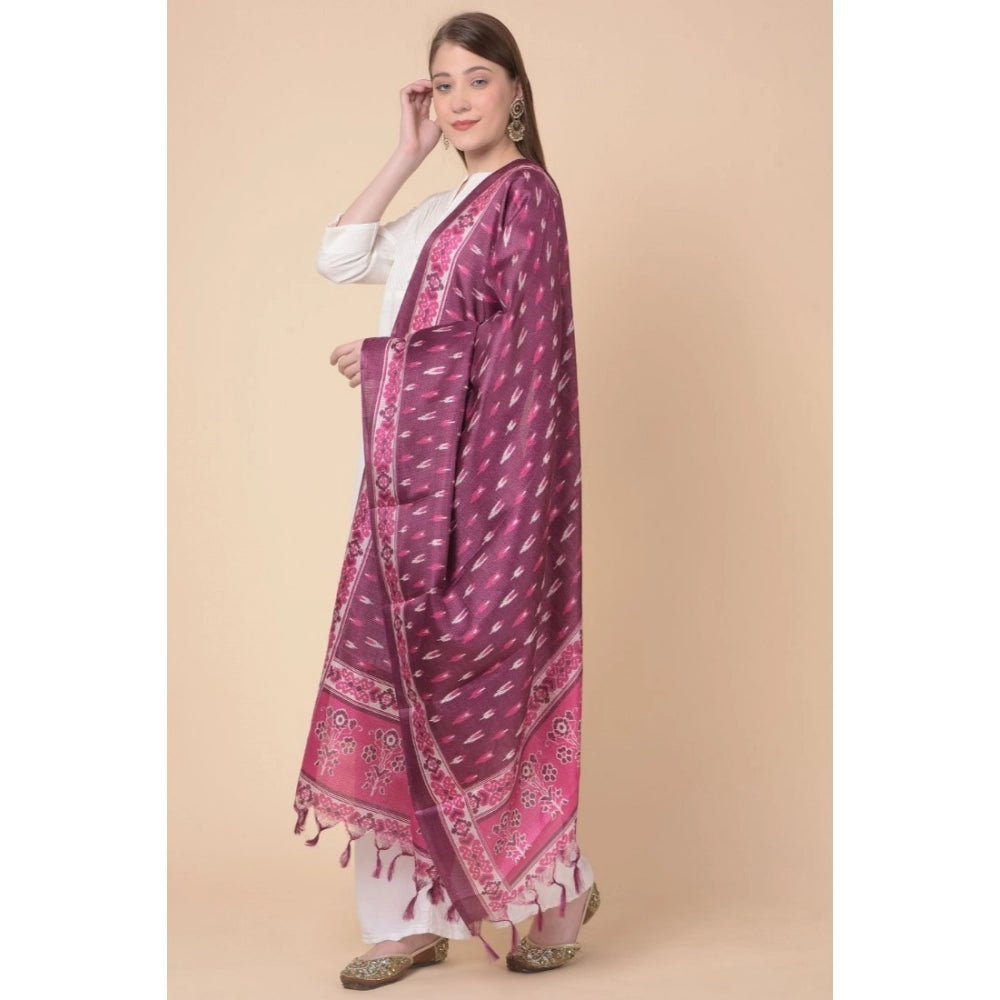 Amfyn Women's Art Silk Printed Dupatta (Purple, Length: 2.25 to 2.50 Mtr)