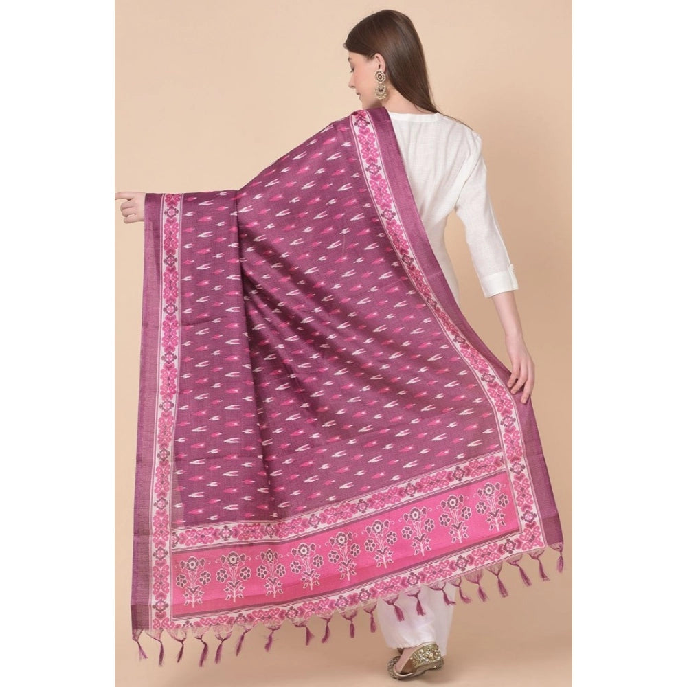 Amfyn Women's Art Silk Printed Dupatta (Purple, Length: 2.25 to 2.50 Mtr)