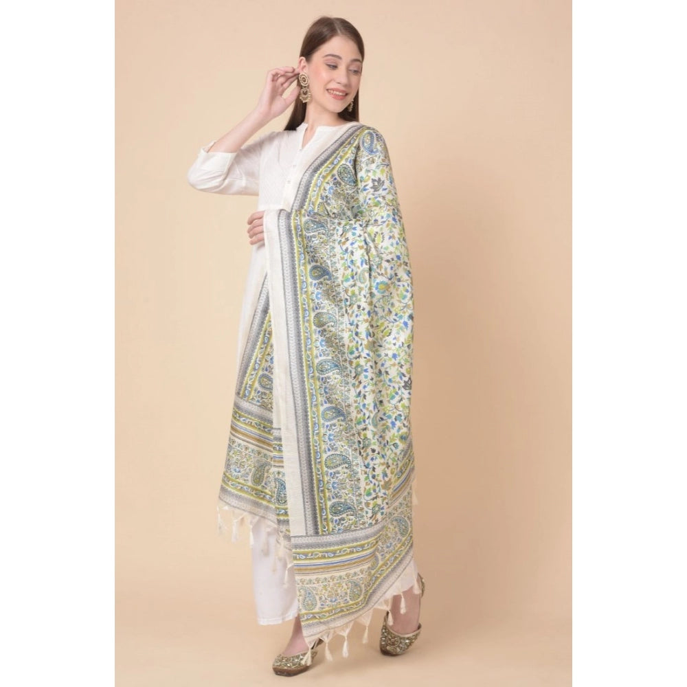 Amfyn Women's Art Silk Printed Dupatta (Grey, Length: 2.25 to 2.50 Mtr)