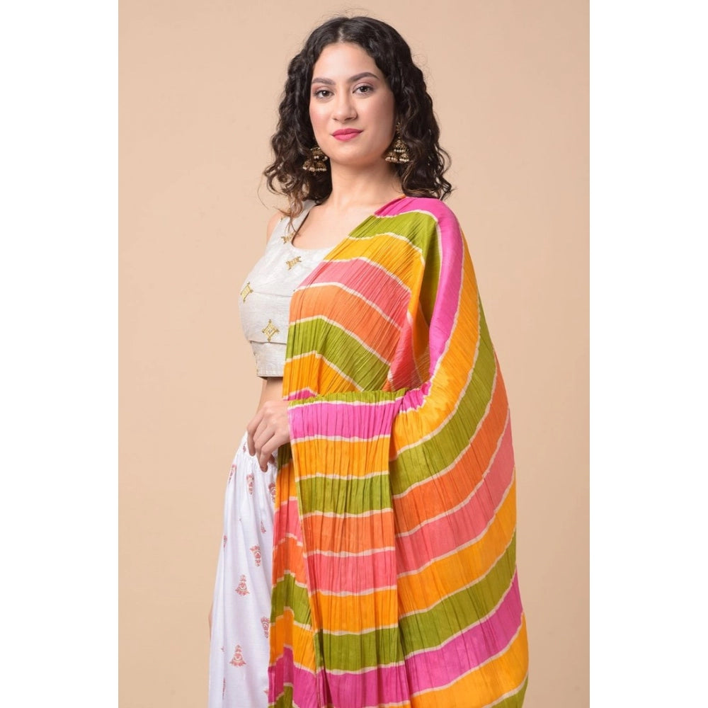 Amfyn Women's Chanderi Printed Dupatta (Multicolor, Length: 2.25 to 2.50 Mtr)