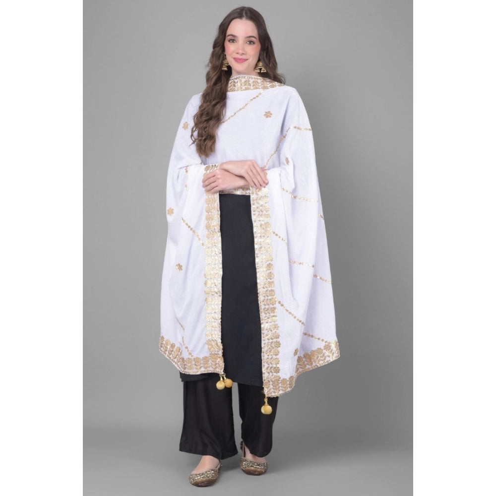 Amfyn Women's Velvet Gotta Patti Dupatta (Off White, Length: 2.25 to 2.50 Mtr)