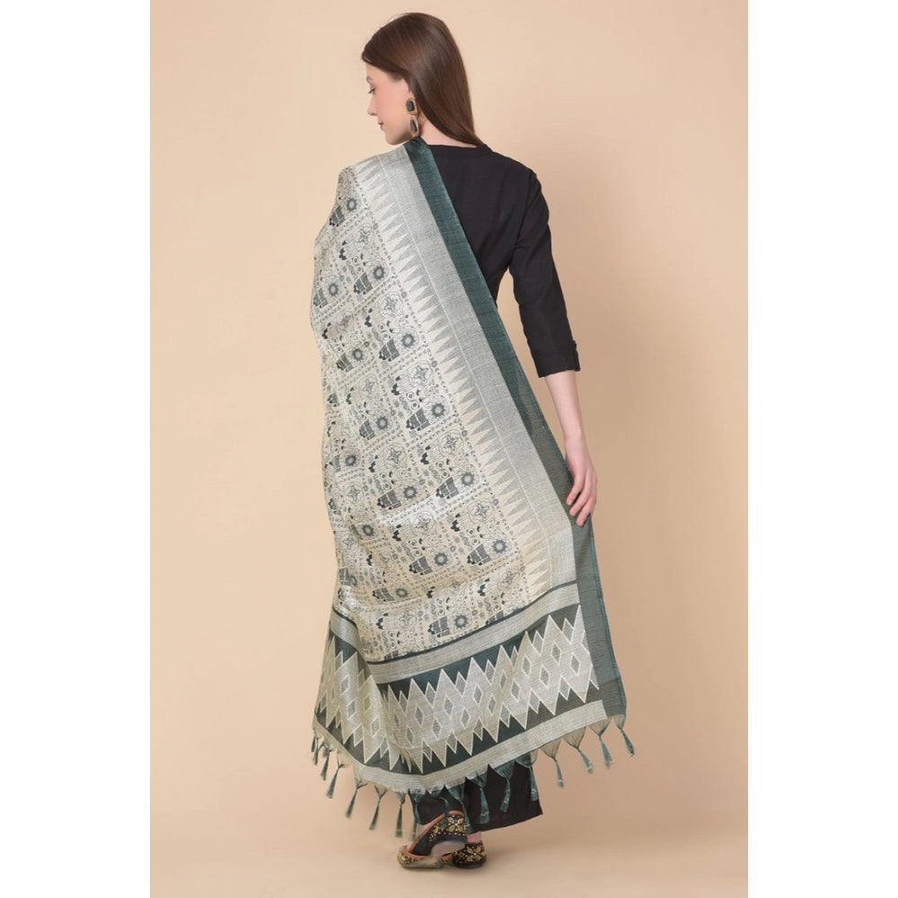 Amfyn Women's Art Silk Printed Dupatta (Grey, Length: 2.25 to 2.50 Mtr)