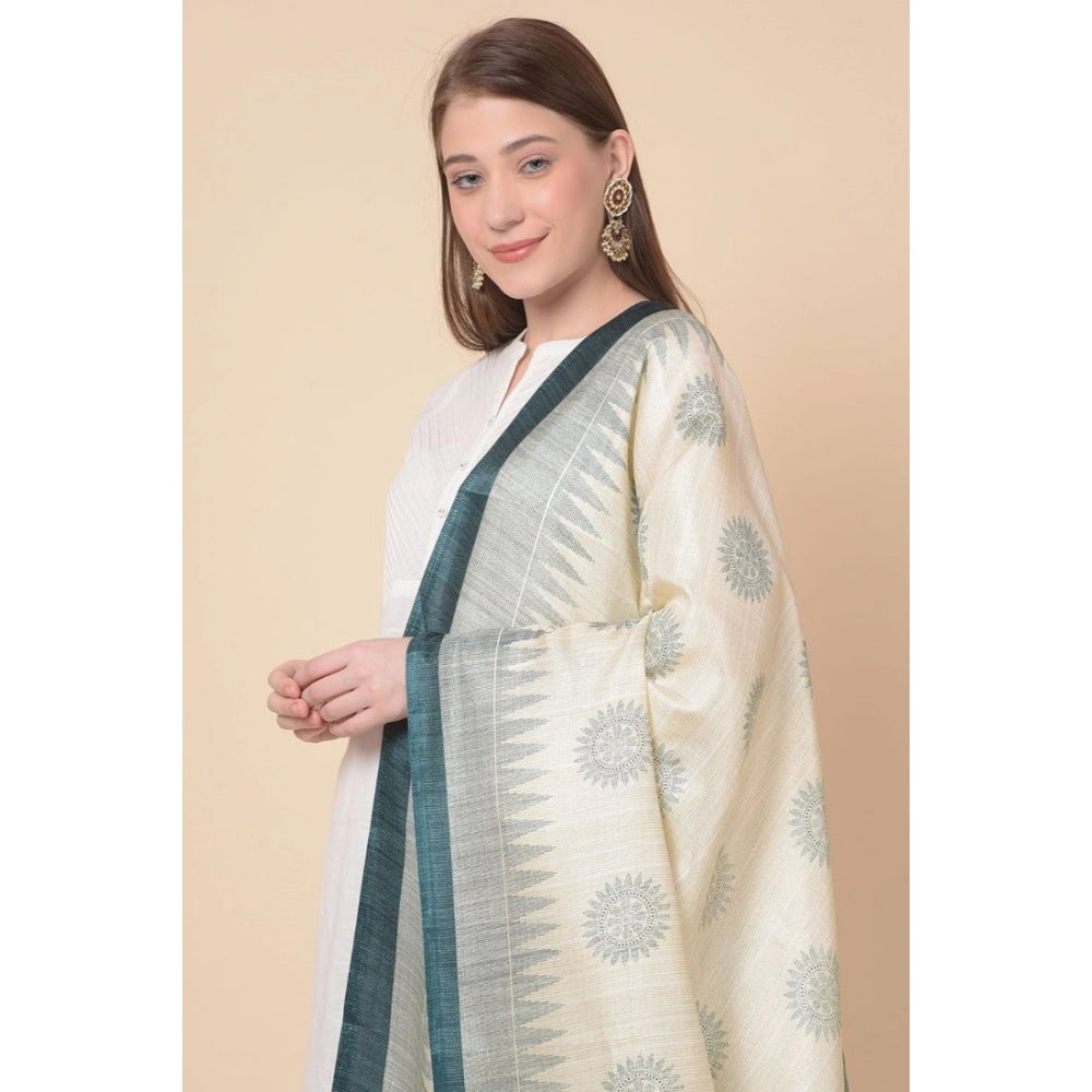 Amfyn Women's Art Silk Printed Dupatta (Grey, Length: 2.25 to 2.50 Mtr)