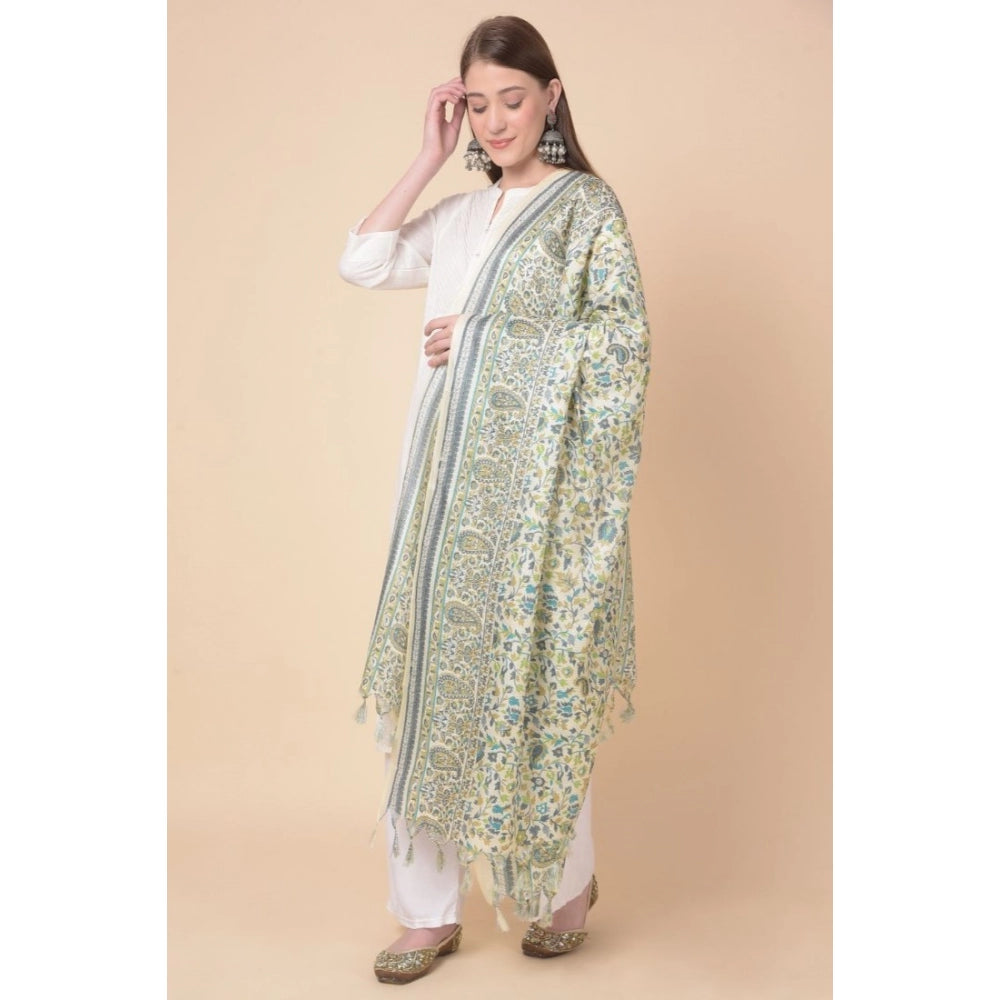 Amfyn Women's Art Silk Printed Dupatta (Off White, Length: 2.25 to 2.50 Mtr)