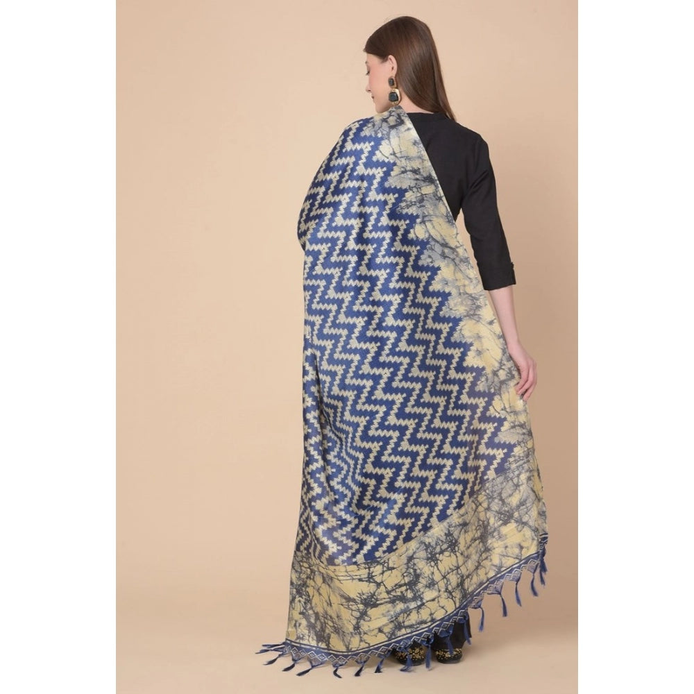 Amfyn Women's Art Silk Printed Dupatta (Blue, Length: 2.25 to 2.50 Mtr)