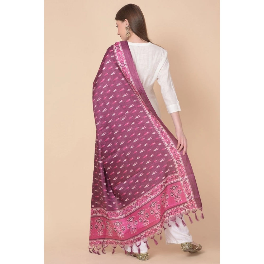 Amfyn Women's Art Silk Printed Dupatta (Purple, Length: 2.25 to 2.50 Mtr)