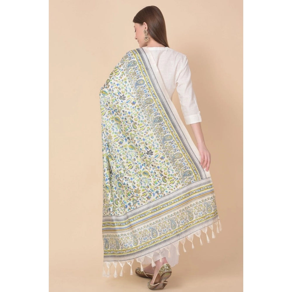 Amfyn Women's Art Silk Printed Dupatta (Grey, Length: 2.25 to 2.50 Mtr)