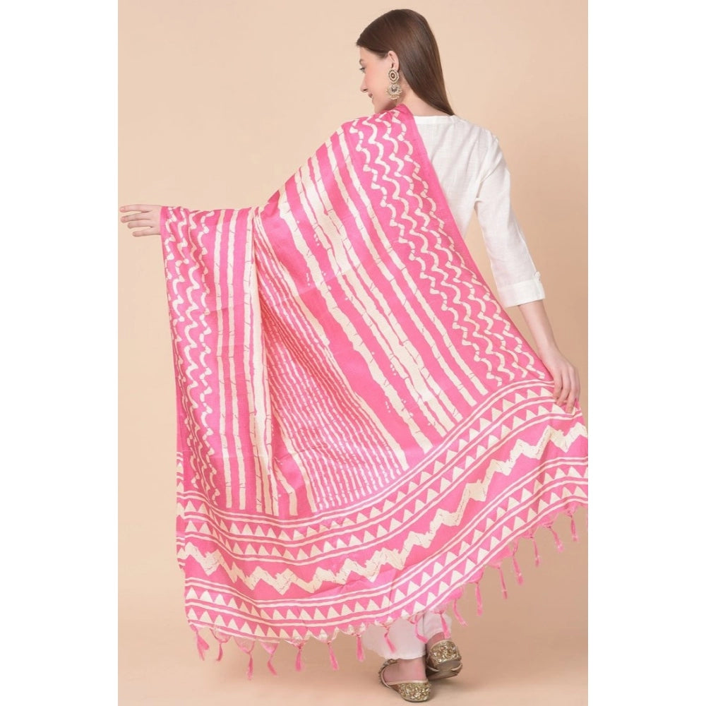 Amfyn Women's Art Silk Printed Dupatta (Pink, Length: 2.25 to 2.50 Mtr)