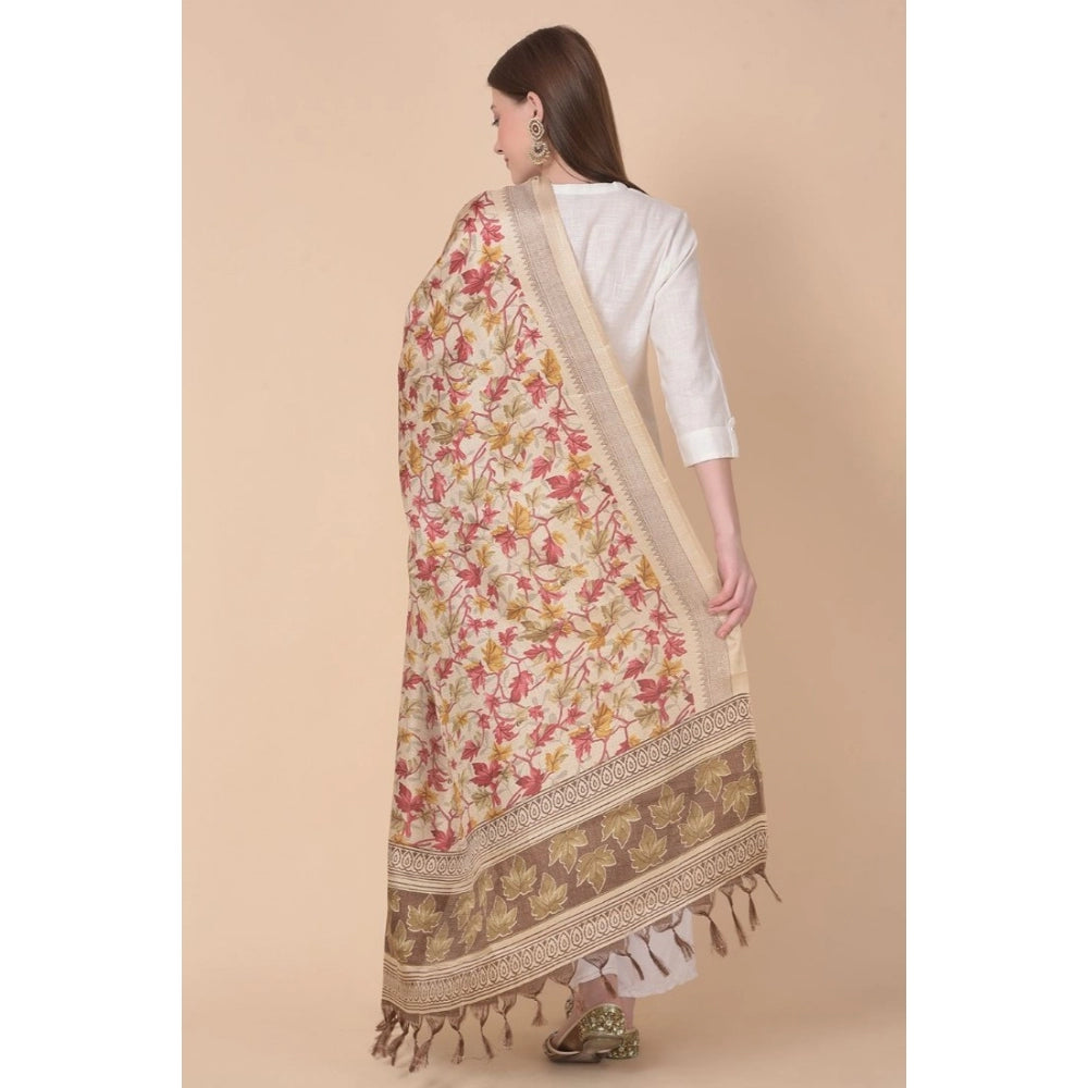 Amfyn Women's Art Silk Printed Dupatta (Gold, Length: 2.25 to 2.50 Mtr)