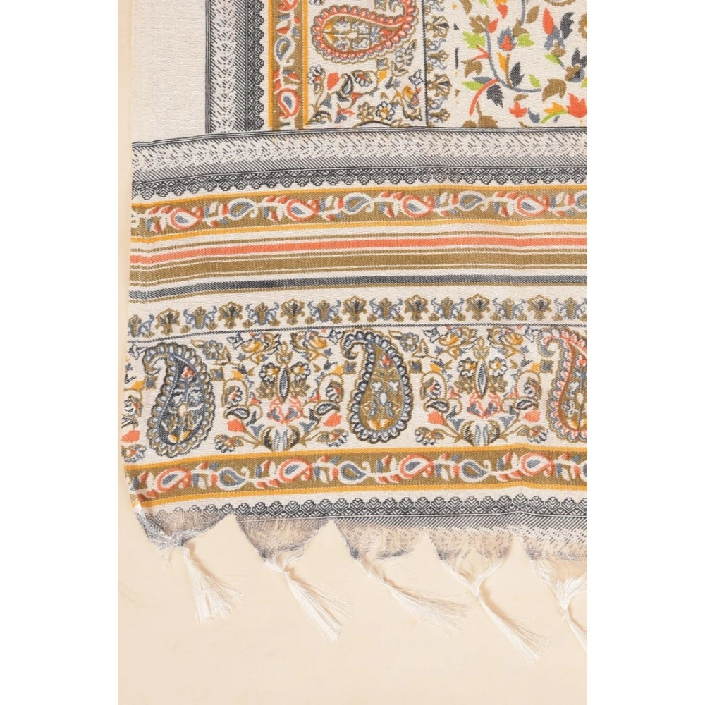 Amfyn Women's Art Silk Printed Dupatta (White, Length: 2.25 to 2.50 Mtr)