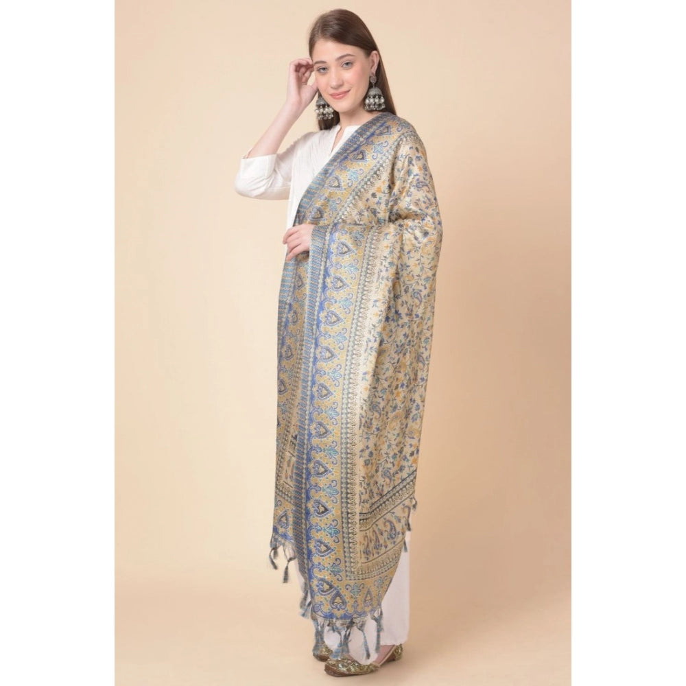 Amfyn Women's Art Silk Printed Dupatta (Grey, Length: 2.25 to 2.50 Mtr)