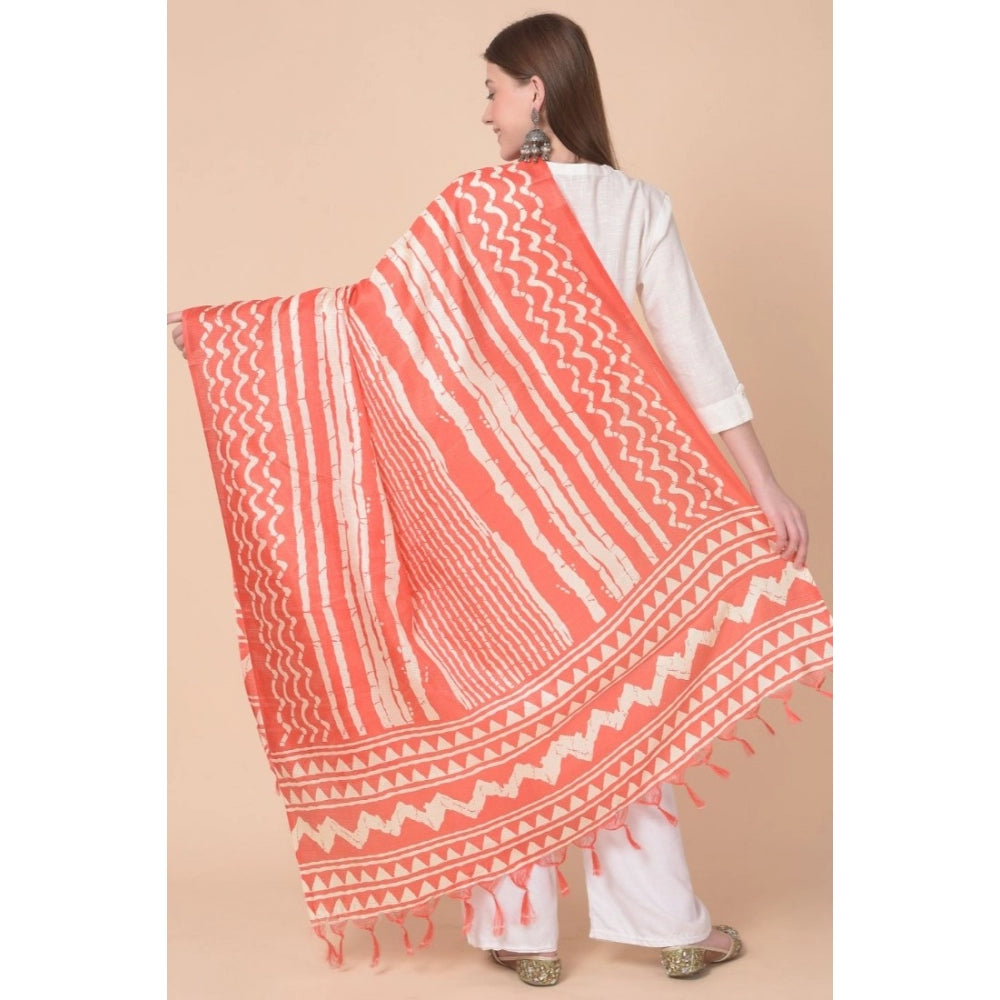 Amfyn Women's Art Silk Printed Dupatta (Orange, Length: 2.25 to 2.50 Mtr)