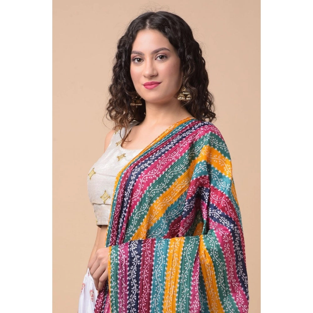 Amfyn Women's Chanderi Printed Dupatta (Multicolor, Length: 2.25 to 2.50 Mtr)