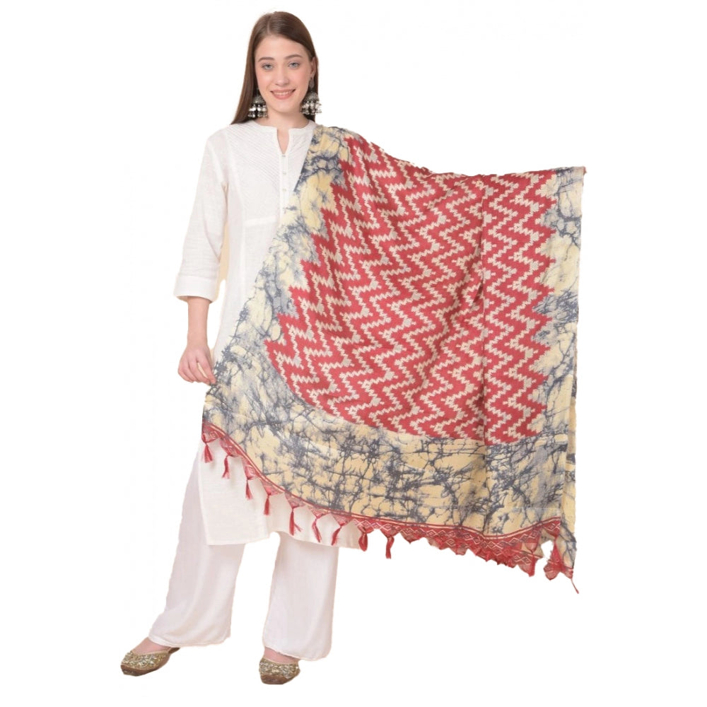 Amfyn Women's Art Silk Printed Dupatta (Maroon, Length: 2.25 to 2.50 Mtr)