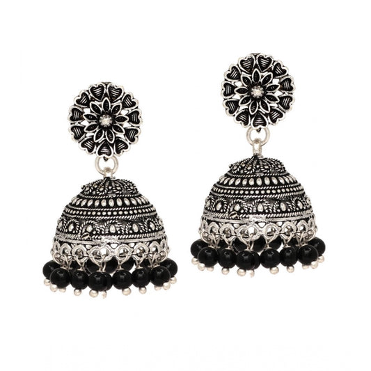 Fashion Women's Oxidised Silver Plated Black Color Earrings Jewellery