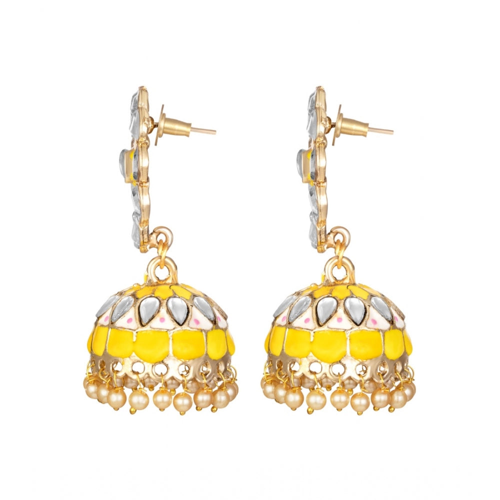 Fashion Women's Rose Gold Plated Alloy Earrings (Yellow)