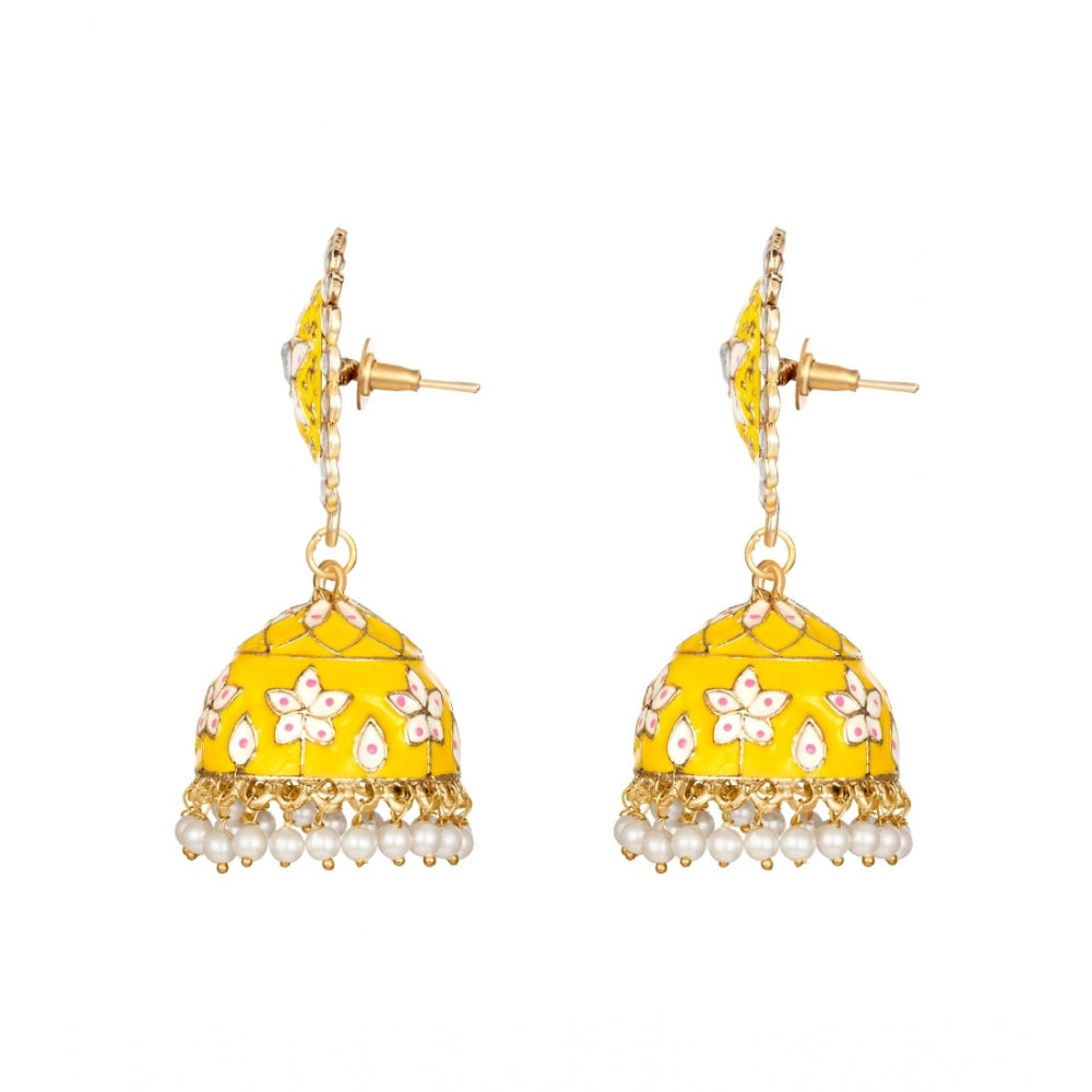 Fashion Women's Rose Gold Plated Alloy Earrings (Yellow)