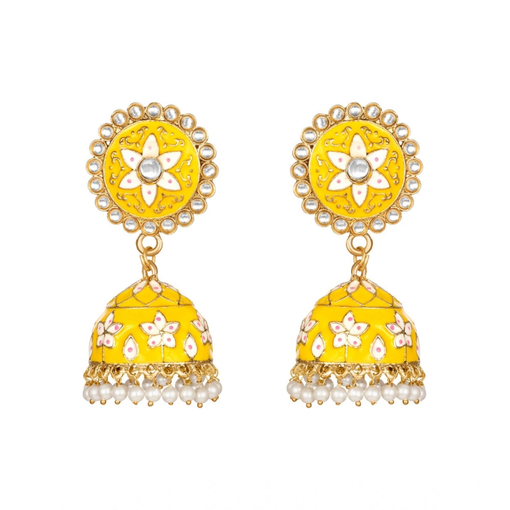 Fashion Women's Rose Gold Plated Alloy Earrings (Yellow)