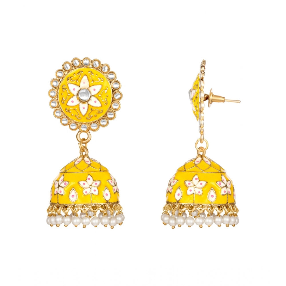 Fashion Women's Rose Gold Plated Alloy Earrings (Yellow)