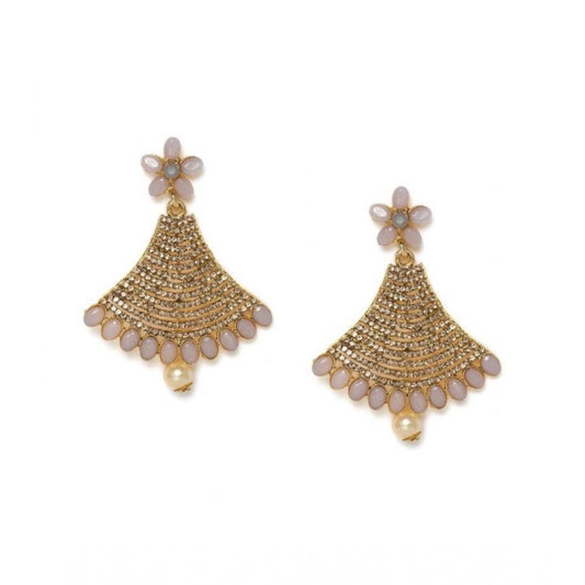 Fashion Women's Rose Gold Plated Alloy Earrings (Gold)