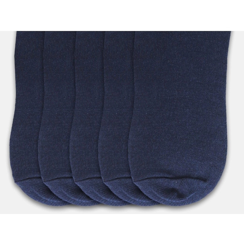 Amfyn 5 Pairs Unisex Casual Cotton Blended Solid Ankle length Socks (Navy)