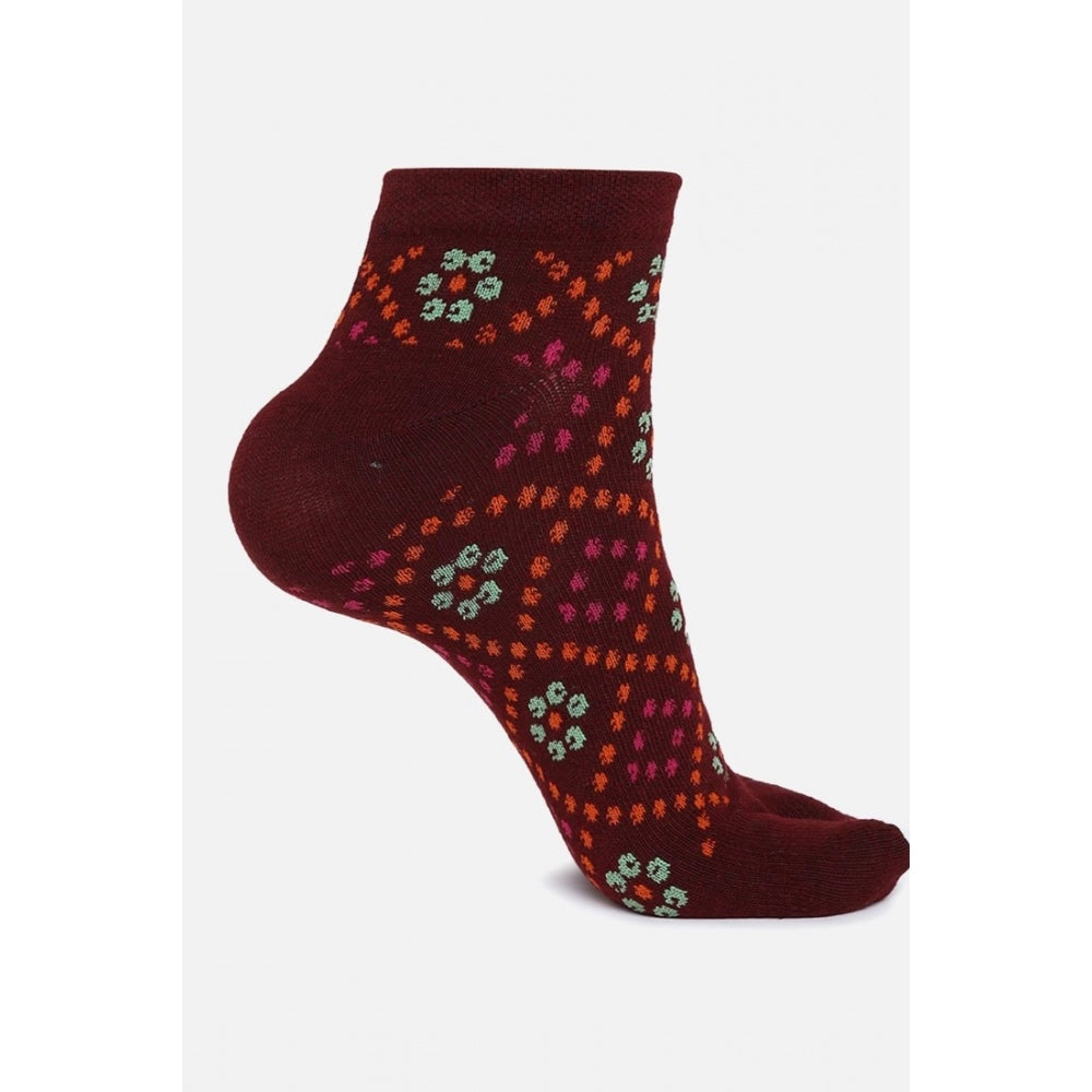 Amfyn 4 Pairs Women's Casual Cotton Blended Printed Ankle length Socks (Assorted)