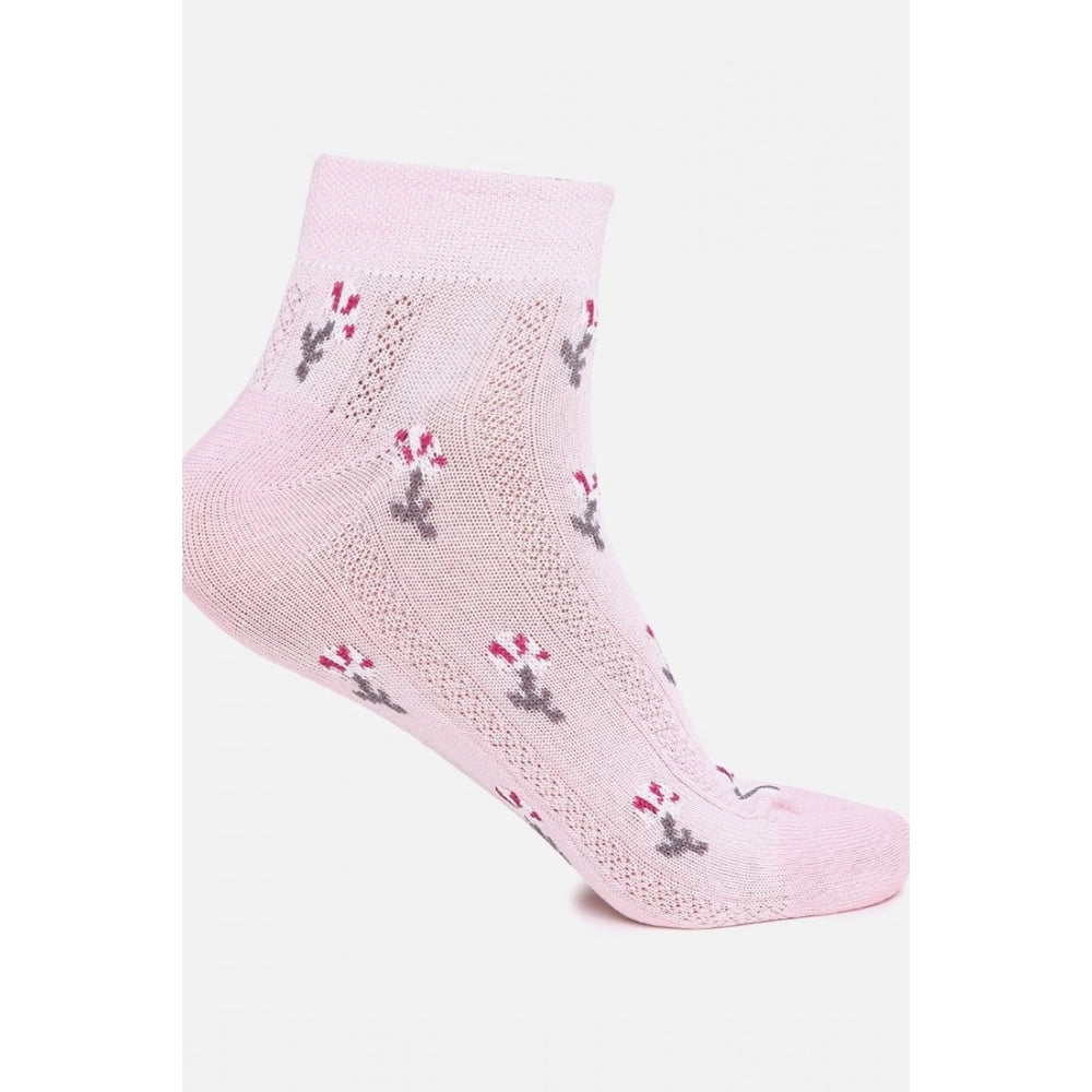 Amfyn 4 Pairs Women's Casual Cotton Blended Printed Ankle length Socks (Assorted)