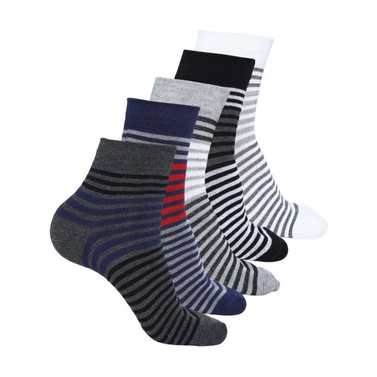 Amfyn 5 Pairs Men's Casual Cotton Blended Printed Mid-Calf length Socks (Assorted)