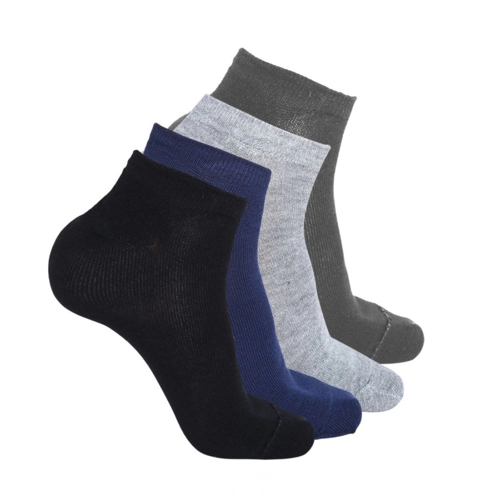 Amfyn 4 Pairs Unisex Casual Cotton Blended Solid Ankle length Socks (Assorted)