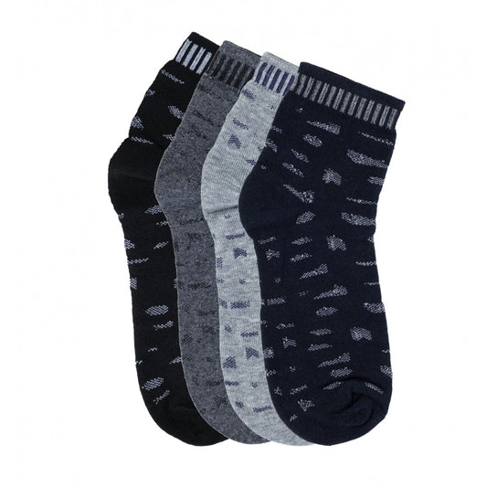 Amfyn 4 Pairs Men's Casual Cotton Blended Printed Mid-Calf length Socks (Assorted)