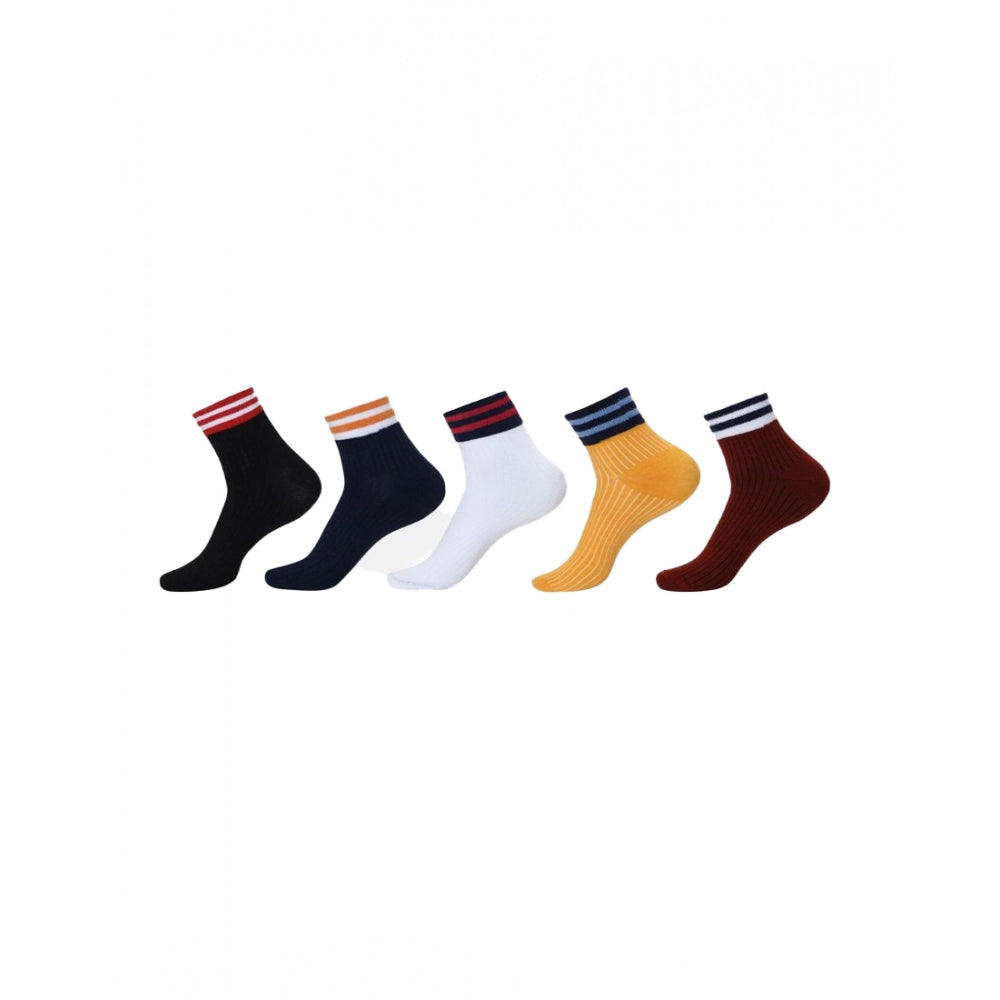 Amfyn 5 Pairs Unisex Casual Cotton Blended Printed Ankle length Socks (Assorted)