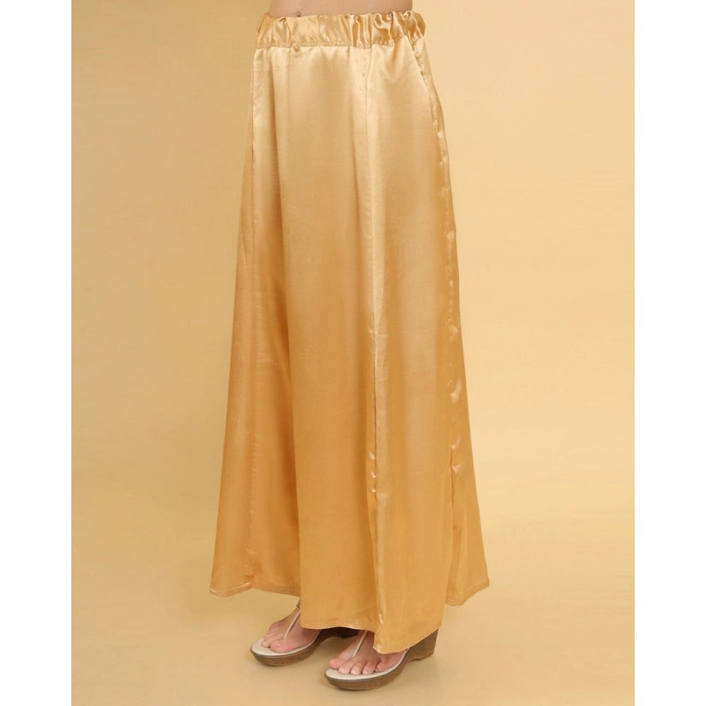 Amfyn Women's Silk Solid Free Size Petticoat (Gold)