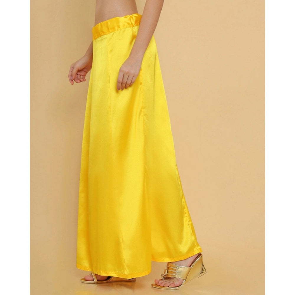 Amfyn Women's Silk Solid Free Size Petticoat (Yellow)