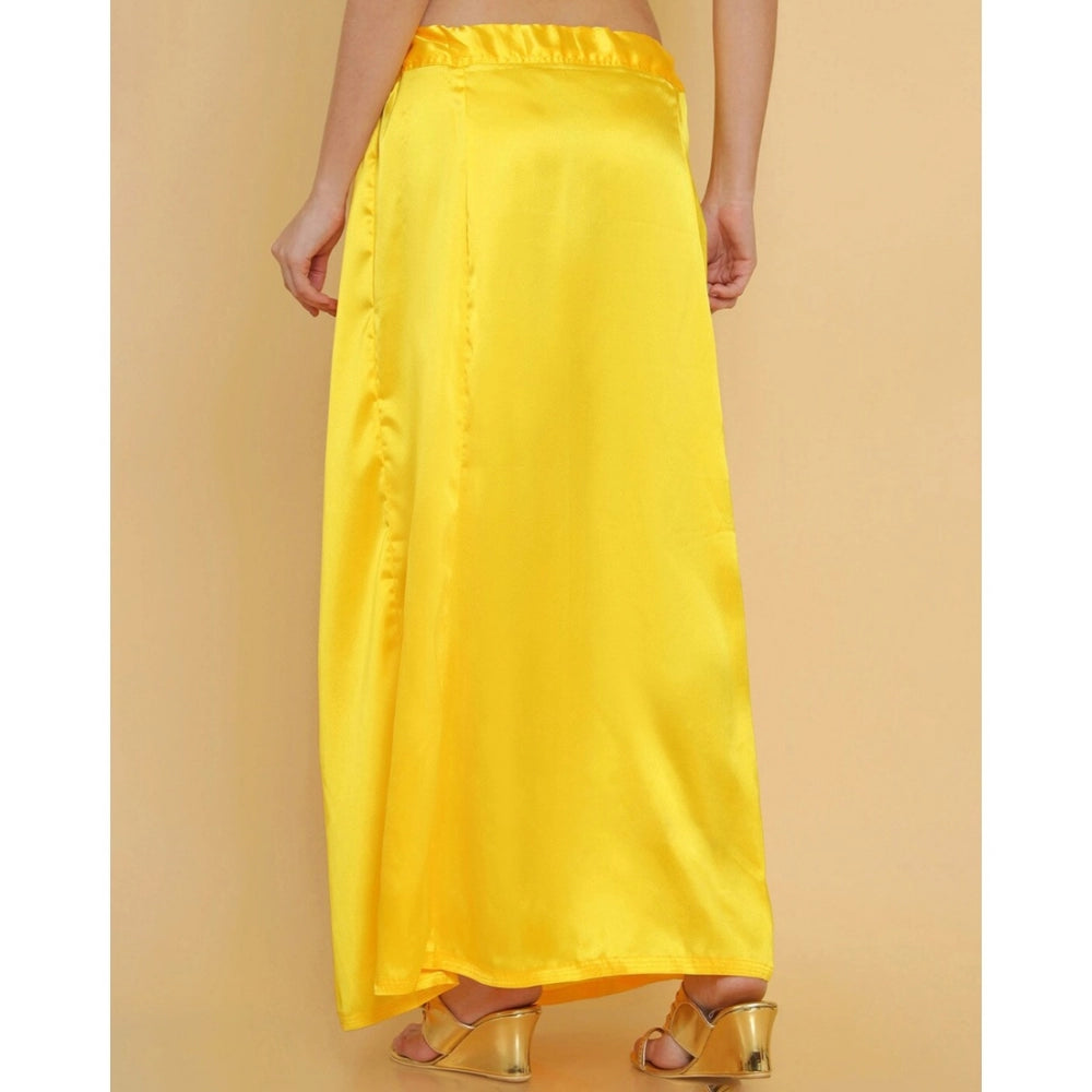 Amfyn Women's Silk Solid Free Size Petticoat (Yellow)