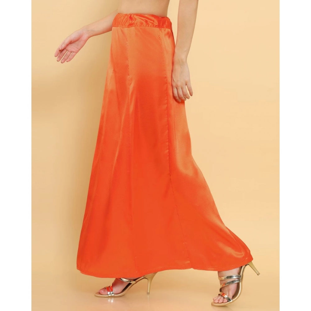 Amfyn Women's Silk Solid Free Size Petticoat (Orange)