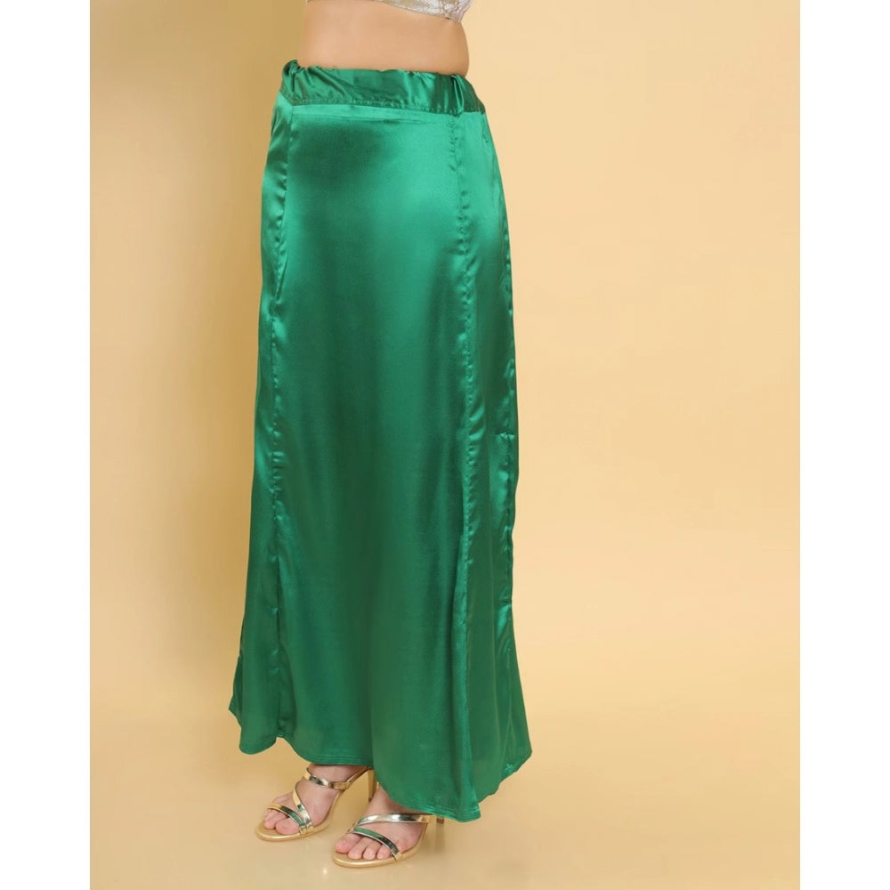 Amfyn Women's Silk Solid Free Size Petticoat (Green)