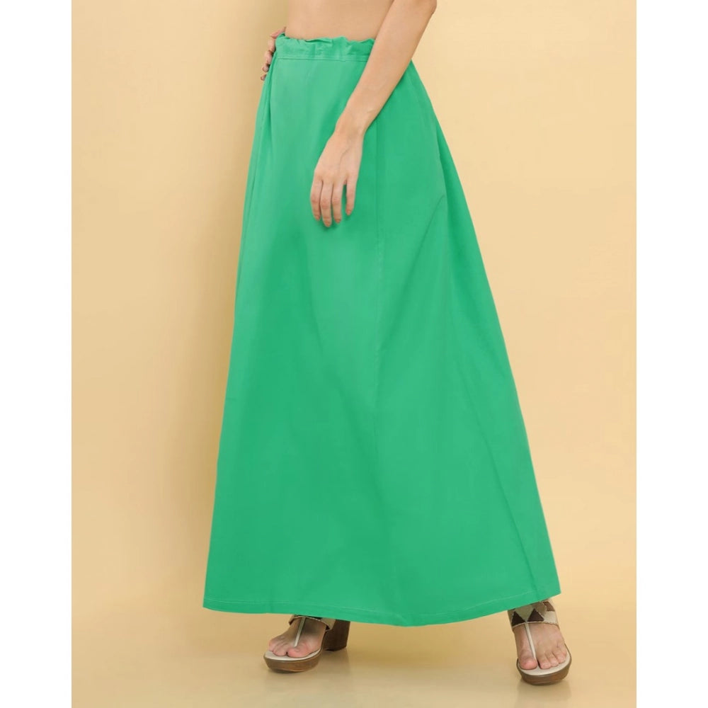 Amfyn Women's Cotton Solid Free Size Petticoat (Green)