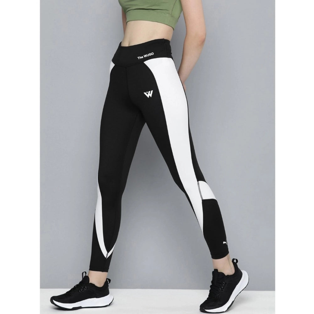 Fashion Women's Polyster Soild Sport Leggings (Black &amp; White)