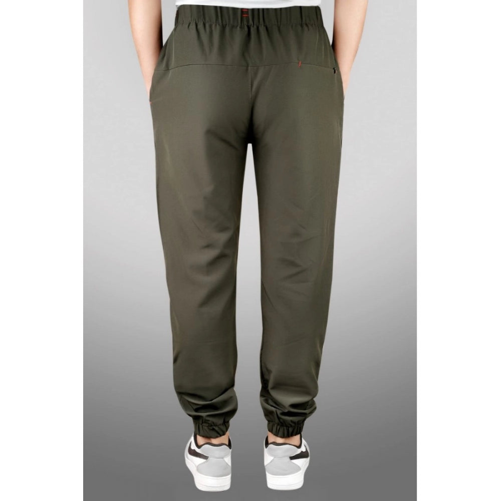 Amfyn Men's Polyster Solid Track Pant-Lower (Dark Green)