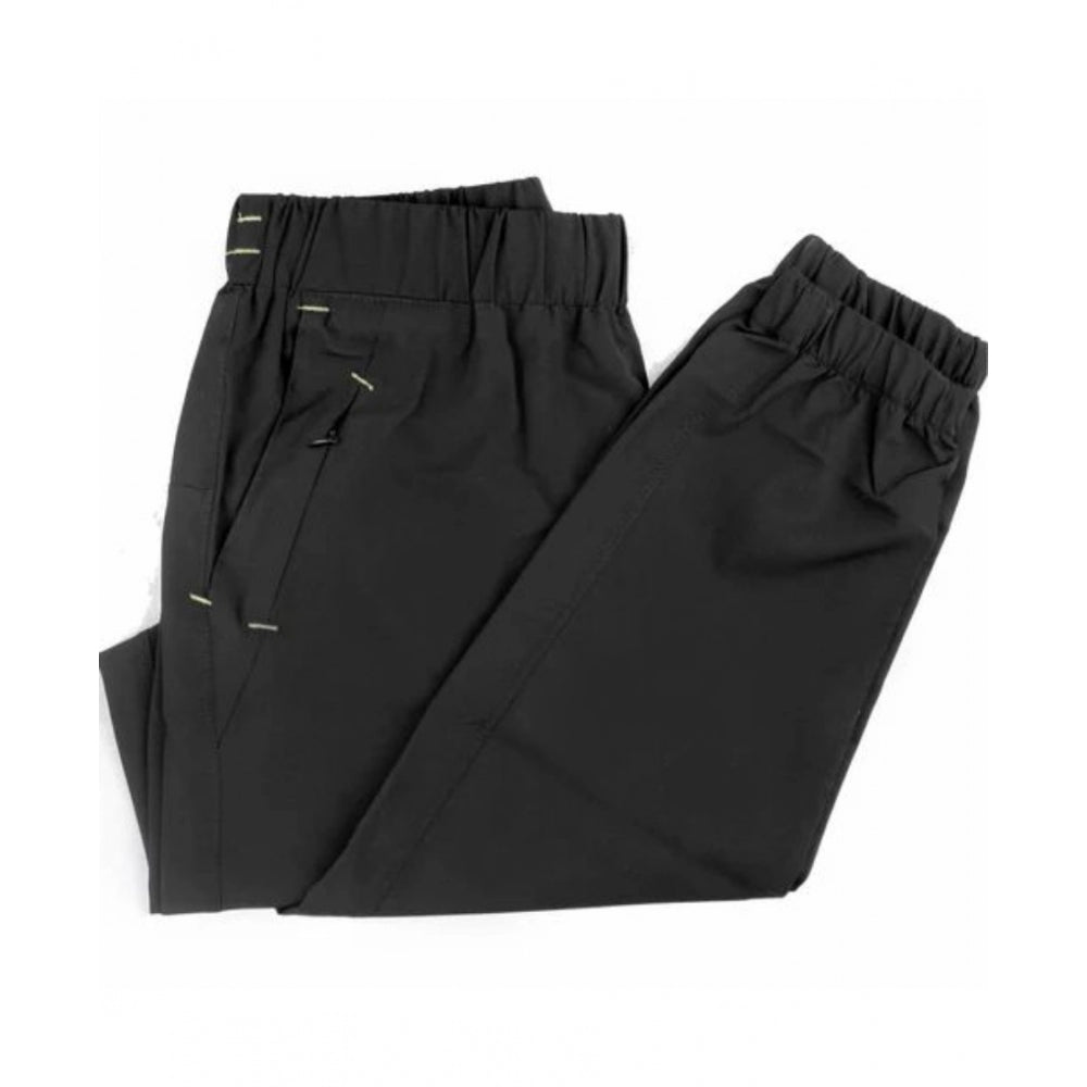 Amfyn Men's Polyster Solid Track Pant-Lower (Black)