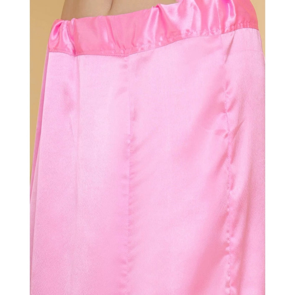 Amfyn Women's Silk Solid Free Size Petticoat (Pink)