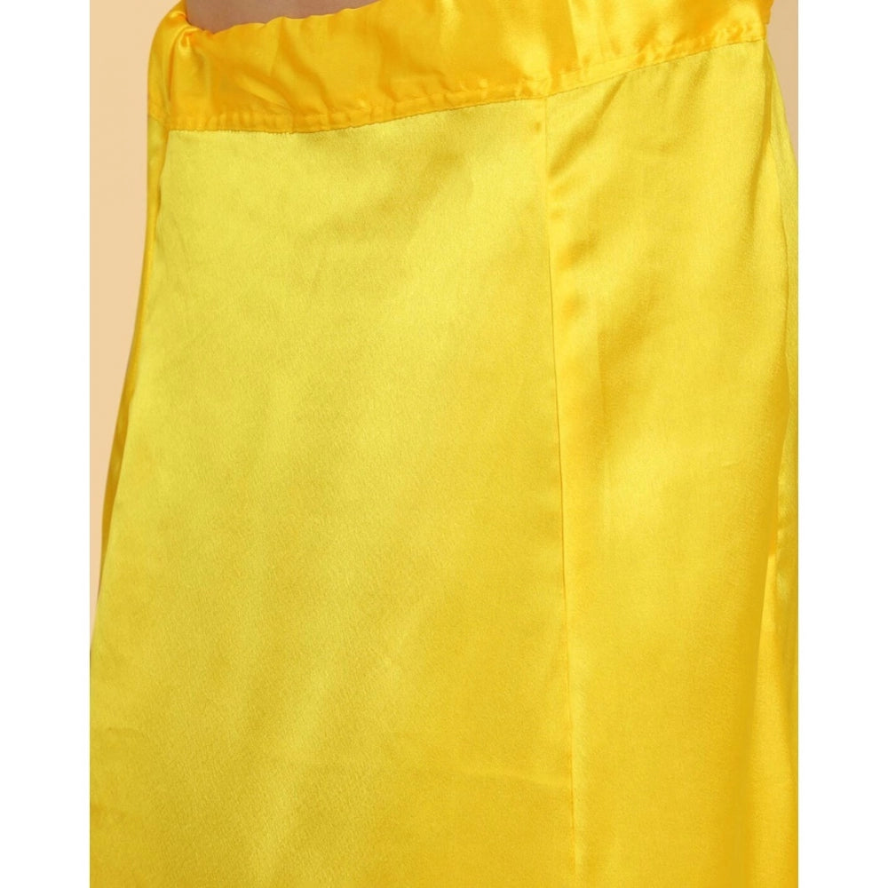 Amfyn Women's Silk Solid Free Size Petticoat (Yellow)