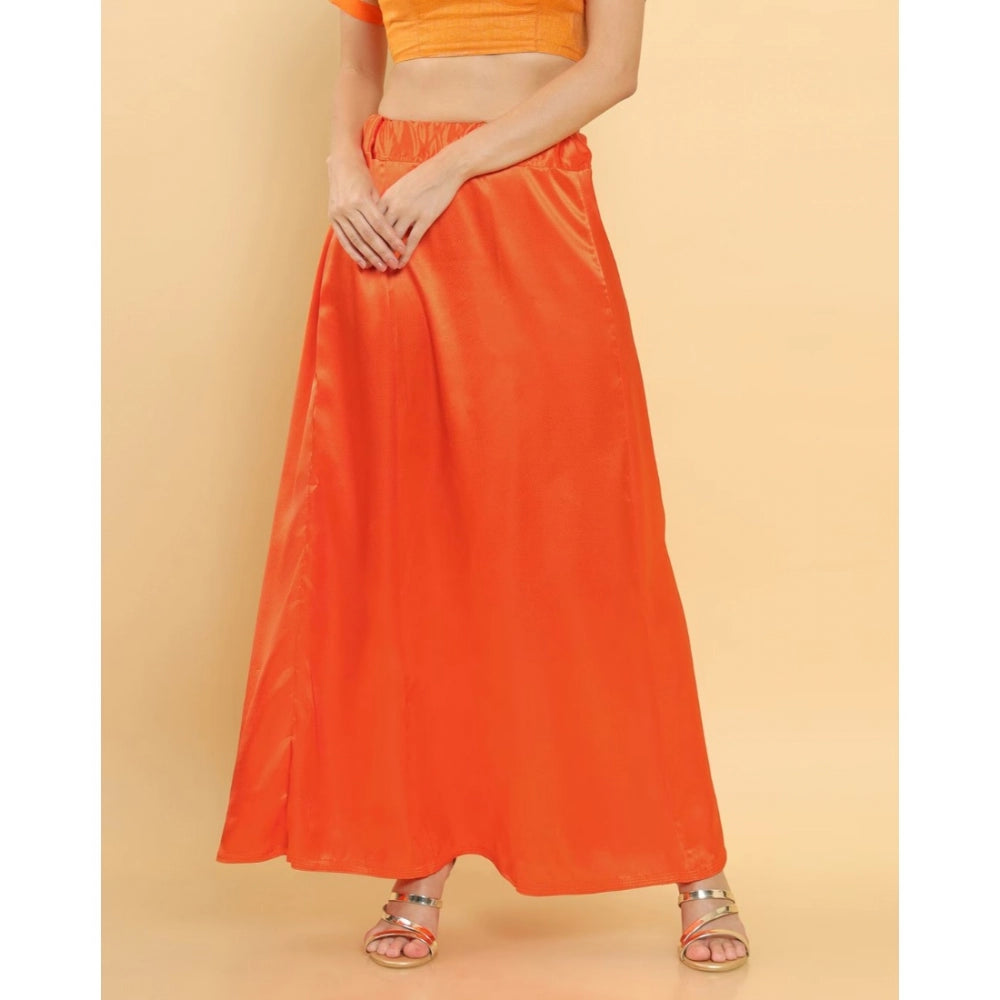 Amfyn Women's Silk Solid Free Size Petticoat (Orange)