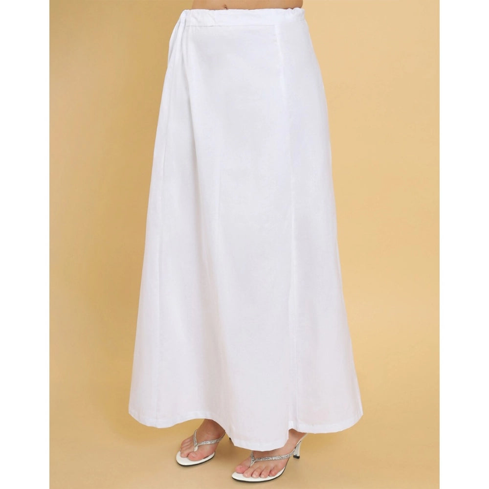 Amfyn Women's Cotton Solid Free Size Petticoat (White)