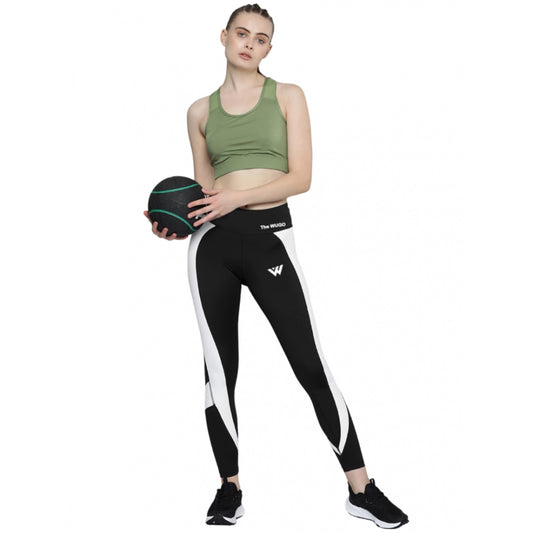 Fashion Women's Polyster Soild Sport Leggings (Black &amp; White)